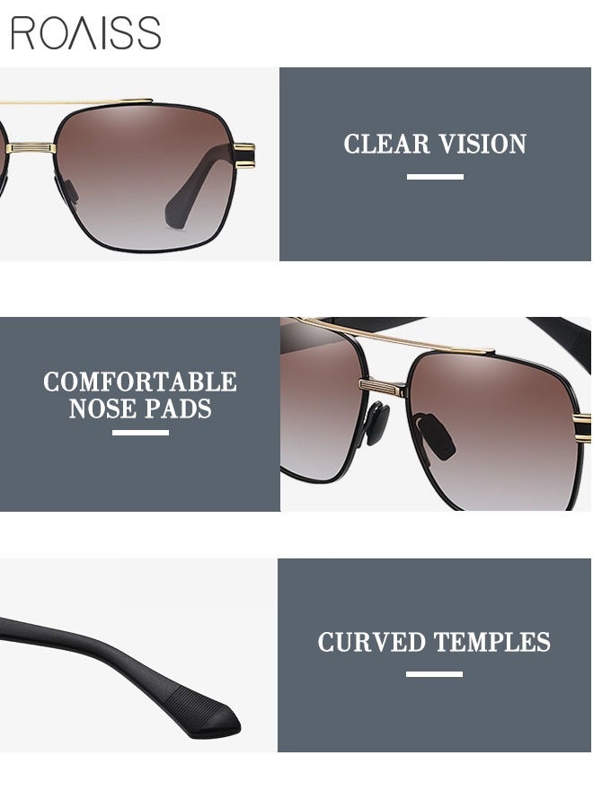 رويس نظارات شمسية مستقطبة للرجال، نظارات شمسية بحماية من الأشعة فوق البنفسجية 400 بإطار معدني، نظارات شمسية عصرية مضادة للتوهج للرجال أثناء القيادة والصيد والسفر، أسود ذهبي، 57 مم - Image 5