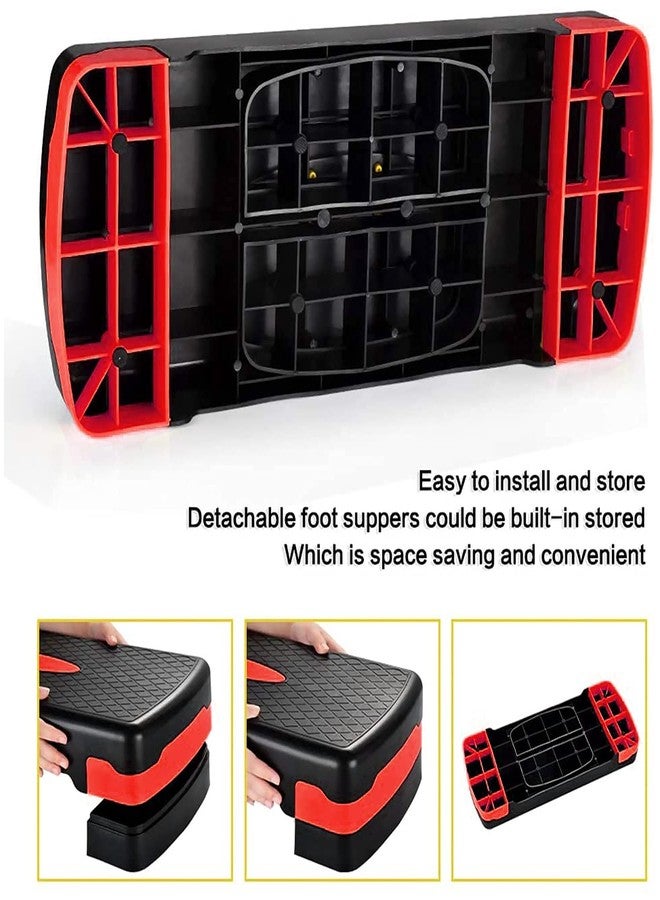 مقعد تمارين الخطوات الهوائية من FirstFit، سطح تمرين مع ارتفاع قابل للتعديل - (68 سم × 28 سم × 10 سم / 15 سم، أحمر وأسود) - Image 2