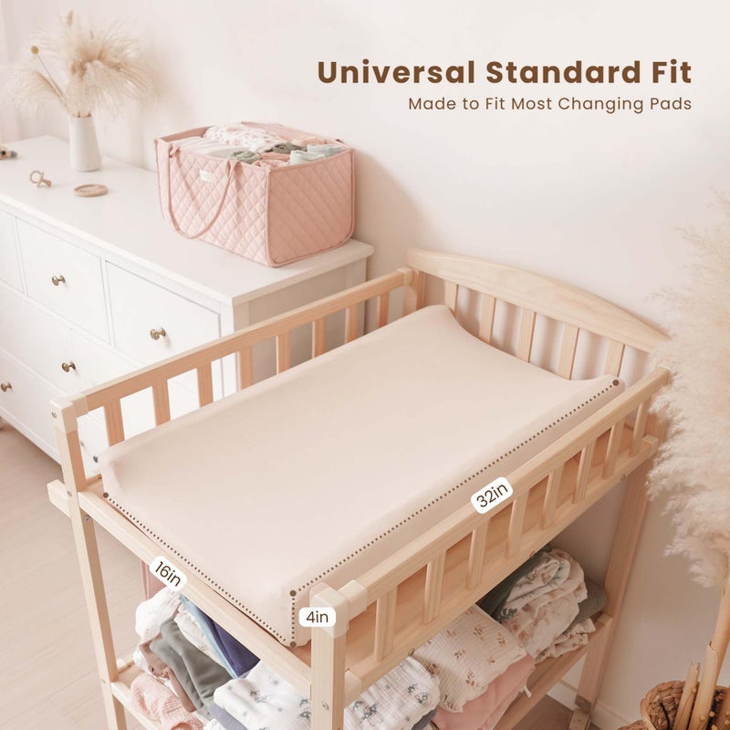 Konssy 3 Pack Stretchy Changing Pad Covers for Girl, Boy, Silky Soft Changing Table Cover, Breathable Baby Nursery Diaper Chang Pad Sheets (Pink Spring) - Image 5
