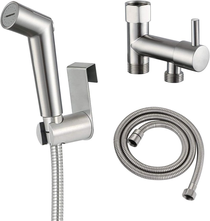 sumerain Bidet Sprayer for Toilet,Pressure Adjust Bidet Wand, Double Shut-Off Brass Valve Brushed Nickel - Image 1