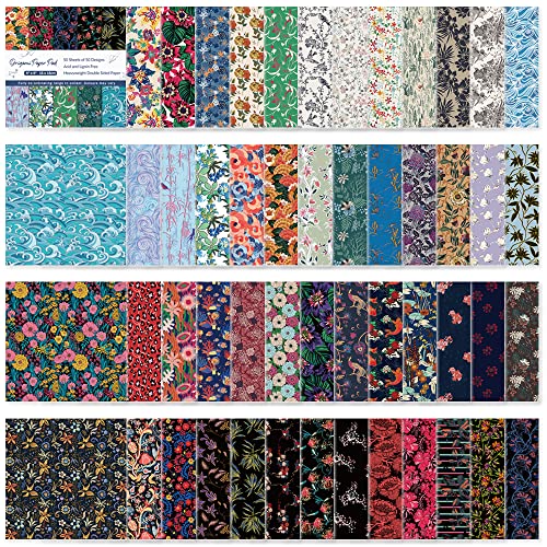 Qianshan Origami Paper Kit 50 Sheets 6 Inch Square Double Sided Color 50 Vivid Japanese Washi Chiyo Colors for Hand Crafts Origami Paper Arts Creativity Flowers - Image 1