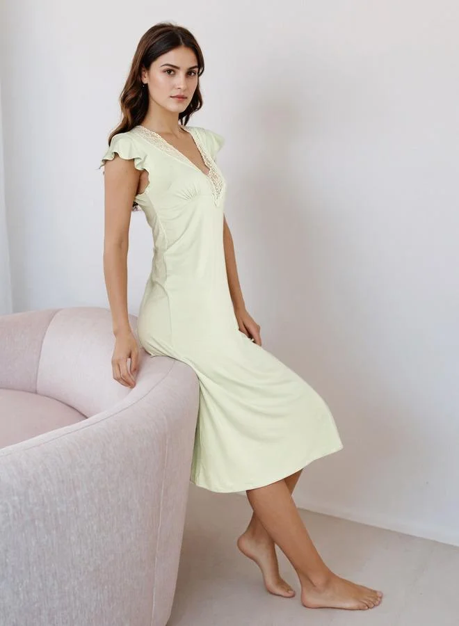 سبلاش فيڤ قميص نوم ميدي بفتحة رقبة على شكل