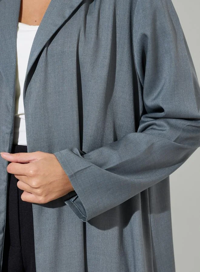Amirah  Women Grey Linen Look Collared Abaya for Women | Best Price UAE