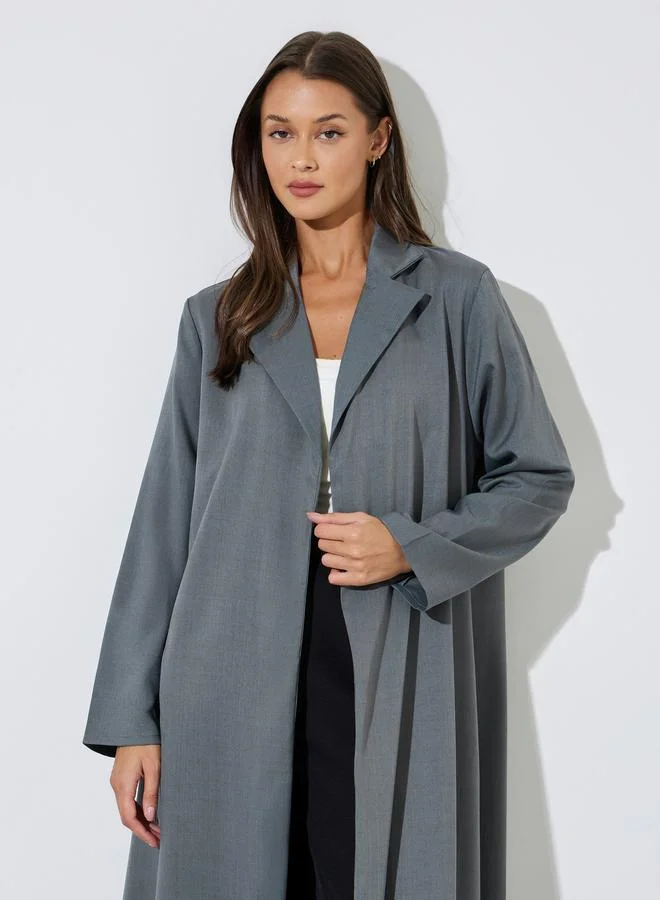 Amirah  Women Grey Linen Look Collared Abaya for Women | Best Price UAE
