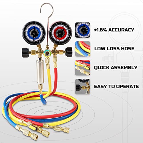 Lichamp HVAC R410a Gauges with Liquid Vaporizer, Vapor Charging Manifold Gauge Set for 410A R404a R22 R32, R41013 - Image 3