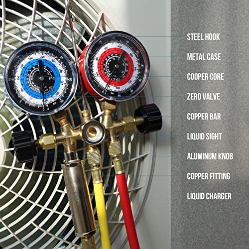 Lichamp HVAC R410a Gauges with Liquid Vaporizer, Vapor Charging Manifold Gauge Set for 410A R404a R22 R32, R41013 - Image 4