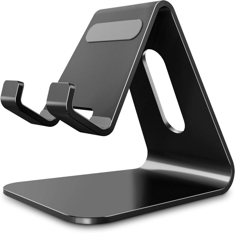 CreaDream Cell Phone Stand, Cradle, Holder, Aluminum Desktop Stand Compatible with Switch, All Smart Phone, iPhone 11 Pro Xs Max Xr X Se 8 7 6 6s Plus SE 5 5s-Black - Image 1