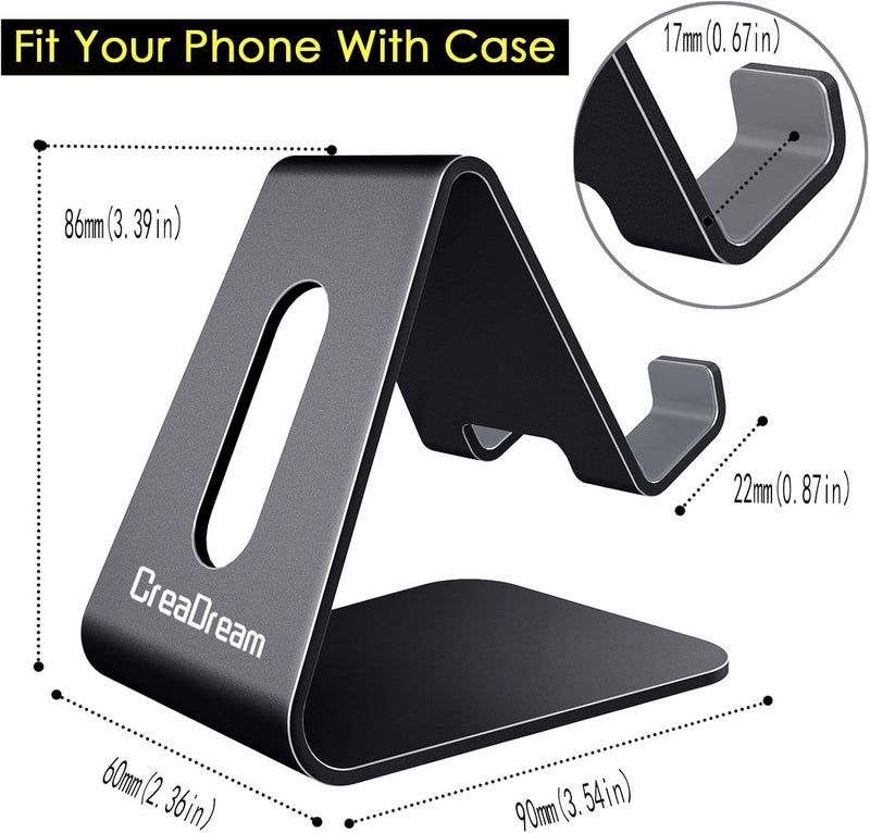 CreaDream Cell Phone Stand, Cradle, Holder, Aluminum Desktop Stand Compatible with Switch, All Smart Phone, iPhone 11 Pro Xs Max Xr X Se 8 7 6 6s Plus SE 5 5s-Black - Image 5