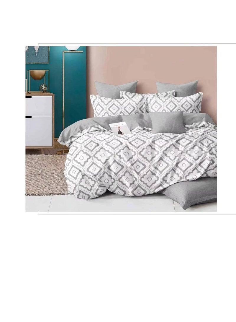 طقم غطاء لحاف مقاس واحد بتصميمات بتلات وزهور، متعدد الألوان -160x210 سم، مقاس الملاءات (120x200)+30 سم قطن + بوليستر