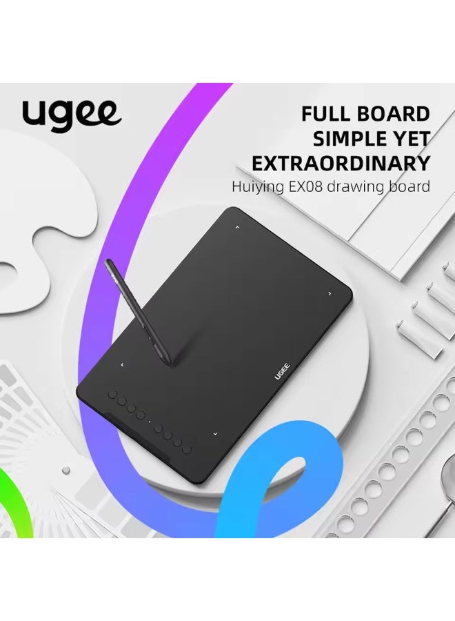 Ugee Drawing Tablet UGEE EX08 Graphic Drawing Tablet with 8192 Levels Pressure Battery free Stylus Tablet for Windows Mac - Image 4