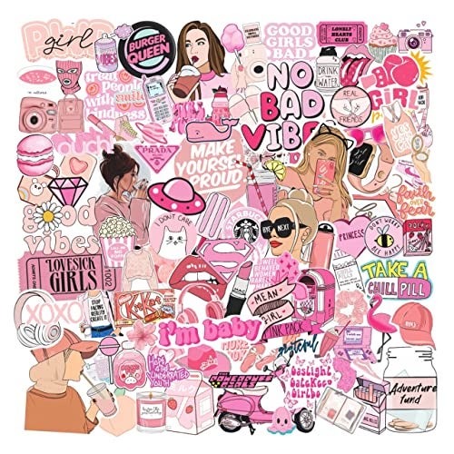 True Flair (Pack of 120) Aesthetic Laptop Stickers for Journal Supplies kit, Phone case, Quotes Stickers for Scrapbook, Cute Korean Accessories for Girls, Vinyl - Image 1