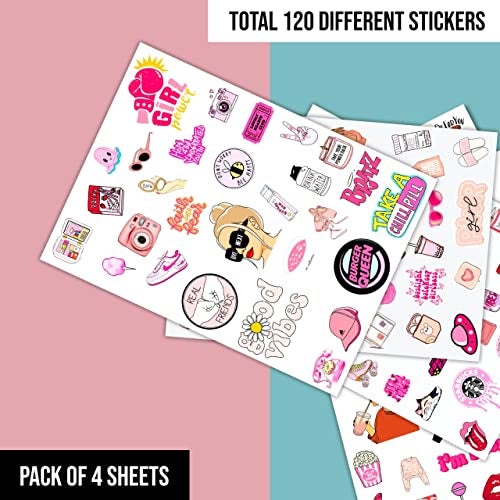 True Flair (Pack of 120) Aesthetic Laptop Stickers for Journal Supplies kit, Phone case, Quotes Stickers for Scrapbook, Cute Korean Accessories for Girls, Vinyl - Image 3