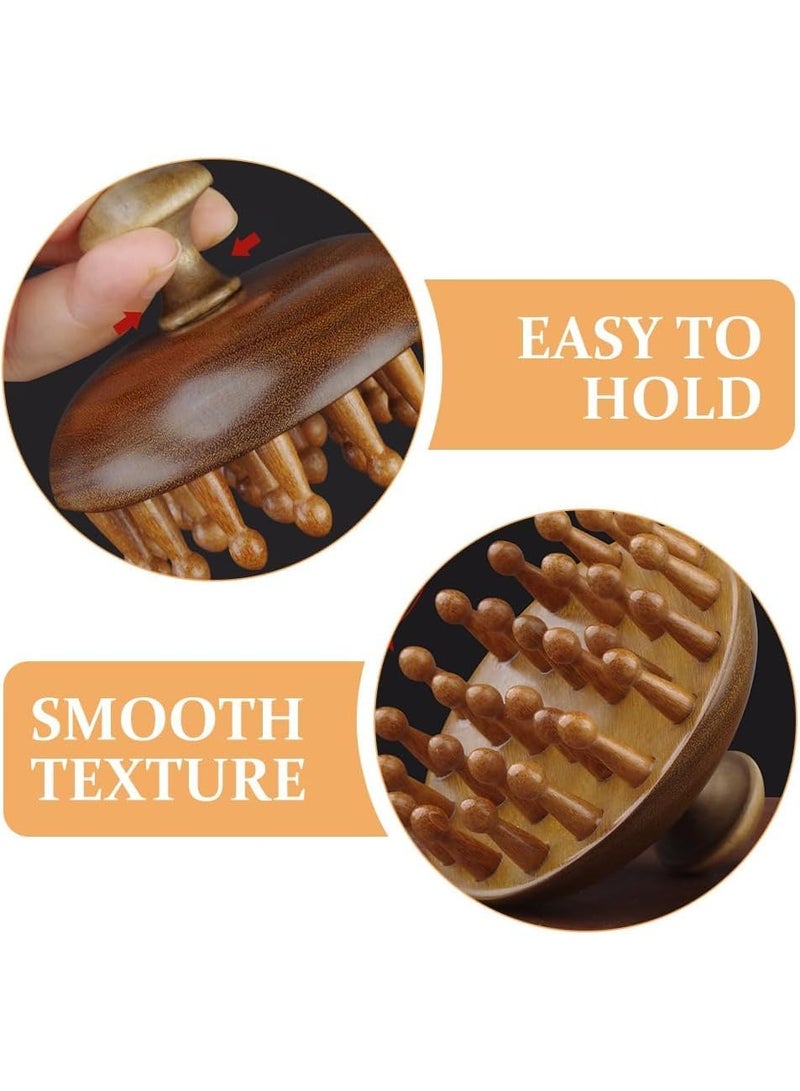Flavoma Natural Wood Tooth Hair and Scalp Massager Comb | 28 Teeth Massage Comb | Stress Relief & Detox Shampoo Brush, Wet and Dry for Reduces Dandruff and Stimulates Hair Growth | Multifunctional Meridians Scalp Massager - Image 2