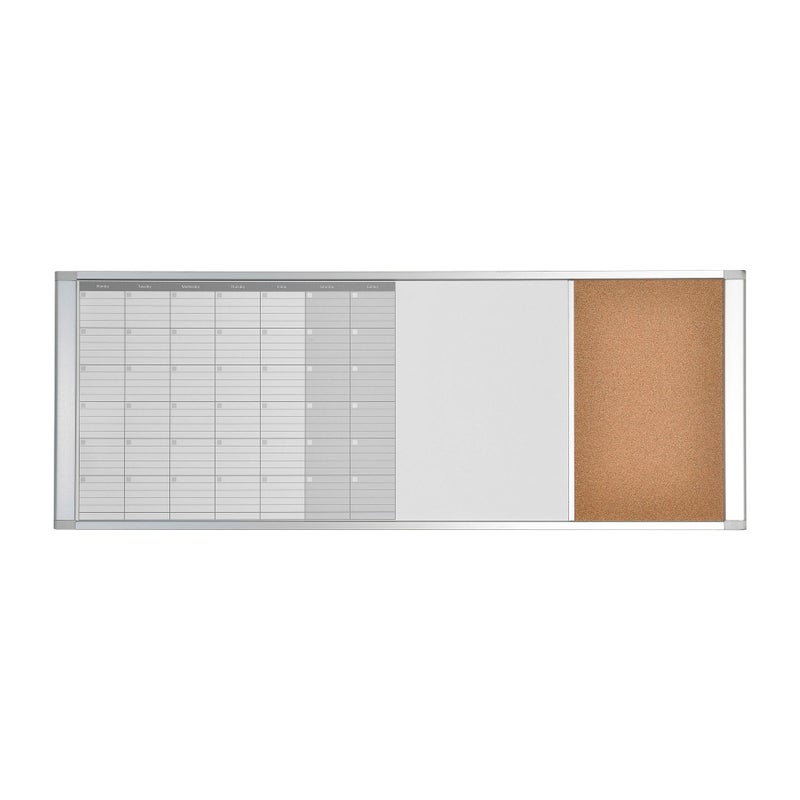 MasterVision Magnetic Gold Ultra Dry Erase/Cork Bulletin Cubicle Calendar Board, 48 x 18 Inches (XA429993700),Silver
