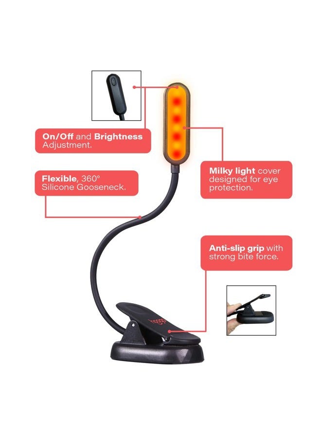 Hooga Amber Book Light, Blue Light Blocking Rechargeable Dual Mode Night Reading 1600K Amber and Red 625nm for Reading in Bed Gift for Students, Kids - Image 2