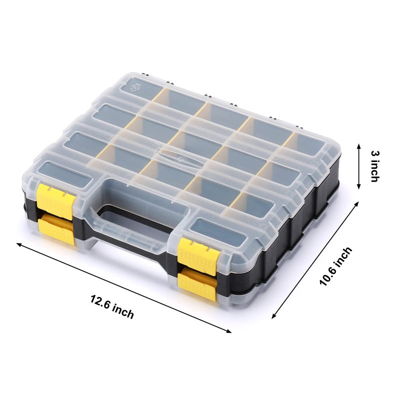 Mayouko Double Side Tools Organizer, Customizable Removable Plastic Dividers, Hardware Box Storage, Small Parts Organizer, 34-Compartment, Black/Yellow - Image 4