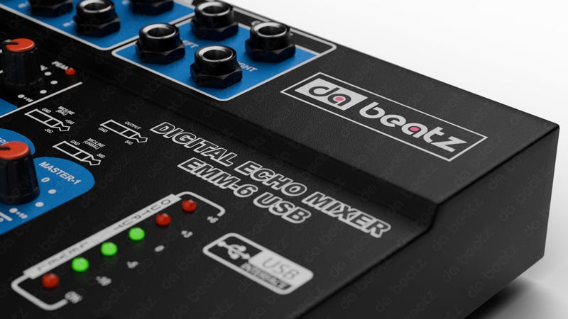 da.beatz. DaBeatz 6-Channel Stereo Echo DJ Sound Mixer with USB and Bluetooth for Parties, Stage Effects, Weddings, Diwali Giving Your Occasion an Impressive Output. (Black) - Image 2