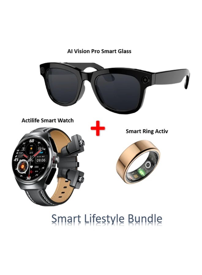 Merlin Smart Lifestyle Bundle with Smart Ring | Fitness Tracker, Health Monitor, Built-in Earbuds, AI Camera Glasses, Sleep & Heart Rate Tracking for Men & Women - Image 5