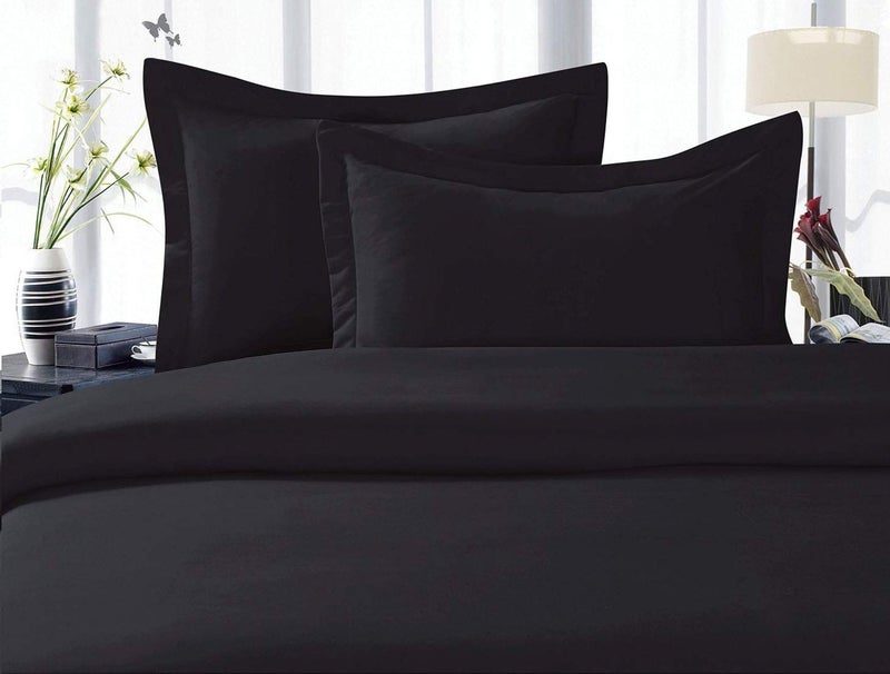 CELINE LINEN Best  Softest  Coziest Duvet Cover Ever! 1500 Premier Hotel Quality Luxury Super Soft Wrinkle Free 3-Piece Duvet Cover Set  King/Cali King  Black