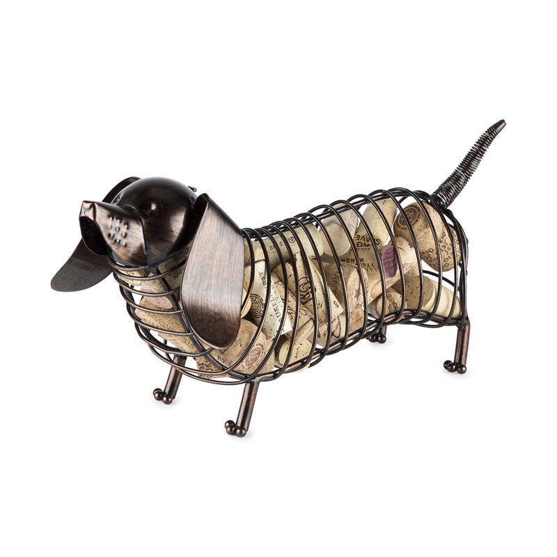 True True Dachshund Cork Holder Decorative Wine Cork Storage and Decor Set of 1 Rustic Bronze Finish 