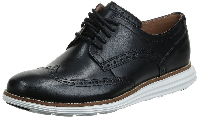 COLE HAAN حذاء كول هان الأصلي للرجال من نوع غراند شورت وينغ، جلد أسود/أبيض، 41.5 EU - Image 1