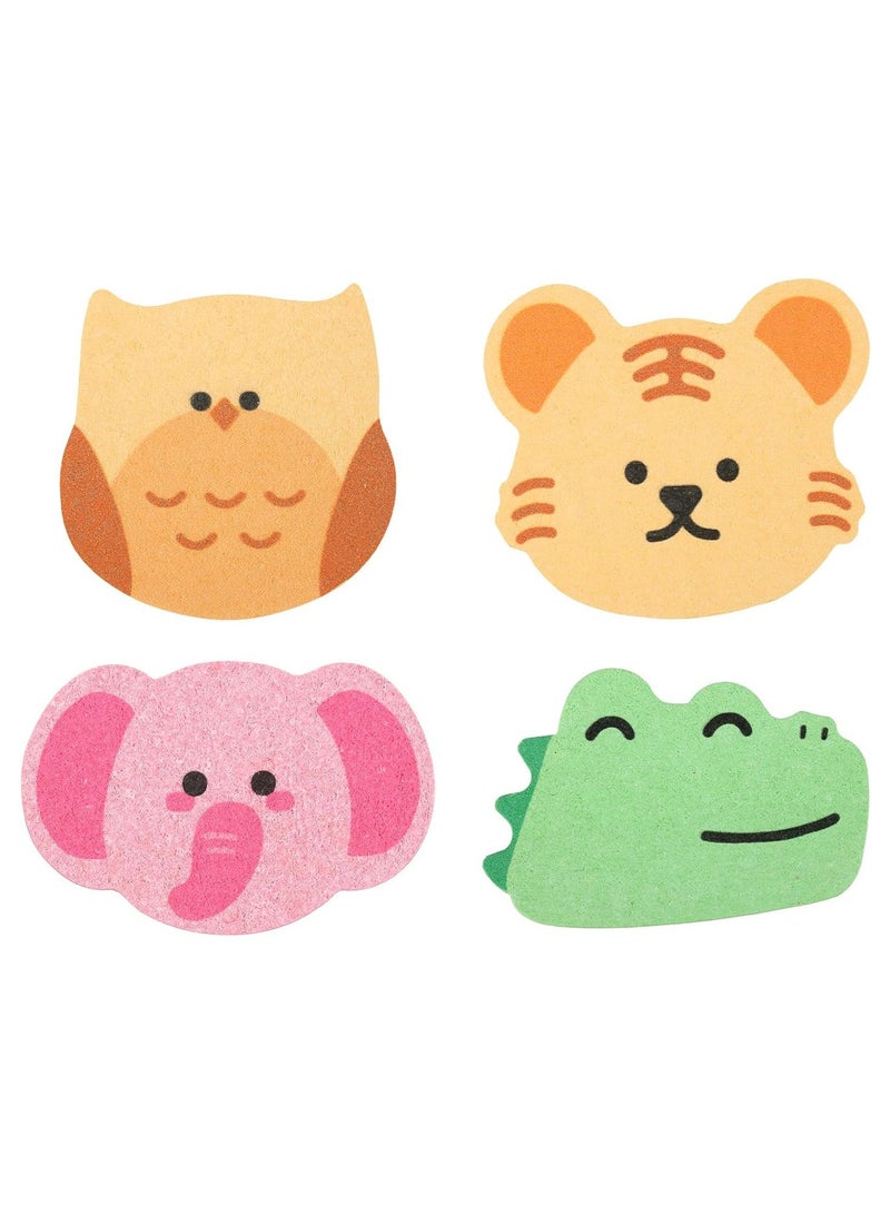 CMGTYYD. ٤ قطع من إسفنجات استحمام الأطفال، بأشكال حيوانات مرحة، إسفنجات ناعمة للاستحمام، آمنة ولطيفة على الرضع والأطفال الصغار، مصنوعة من ألياف لب الخشب الطبيعي المتينة، مثالية لحديثي الولادة والأطفال والعائلات. - Image 1