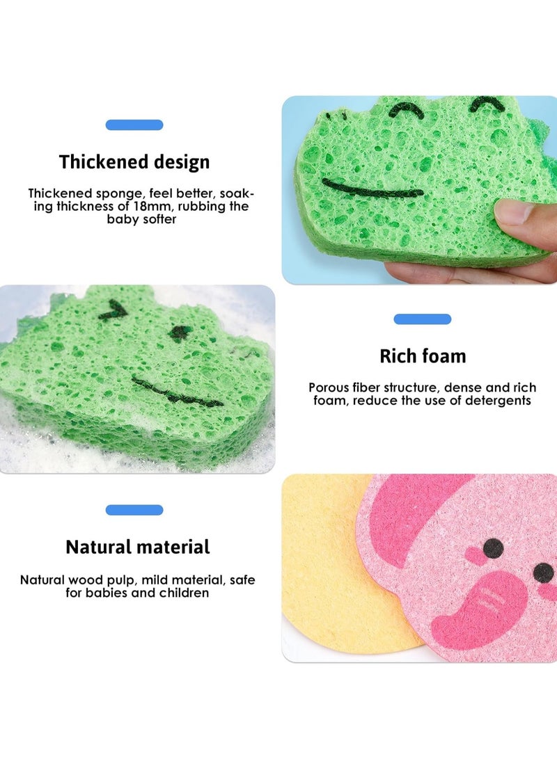 CMGTYYD. ٤ قطع من إسفنجات استحمام الأطفال، بأشكال حيوانات مرحة، إسفنجات ناعمة للاستحمام، آمنة ولطيفة على الرضع والأطفال الصغار، مصنوعة من ألياف لب الخشب الطبيعي المتينة، مثالية لحديثي الولادة والأطفال والعائلات. - Image 5