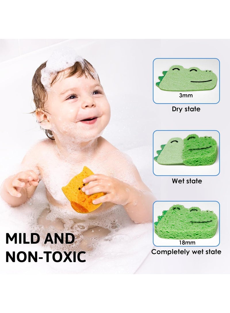 CMGTYYD. ٤ قطع من إسفنجات استحمام الأطفال، بأشكال حيوانات مرحة، إسفنجات ناعمة للاستحمام، آمنة ولطيفة على الرضع والأطفال الصغار، مصنوعة من ألياف لب الخشب الطبيعي المتينة، مثالية لحديثي الولادة والأطفال والعائلات. - Image 4