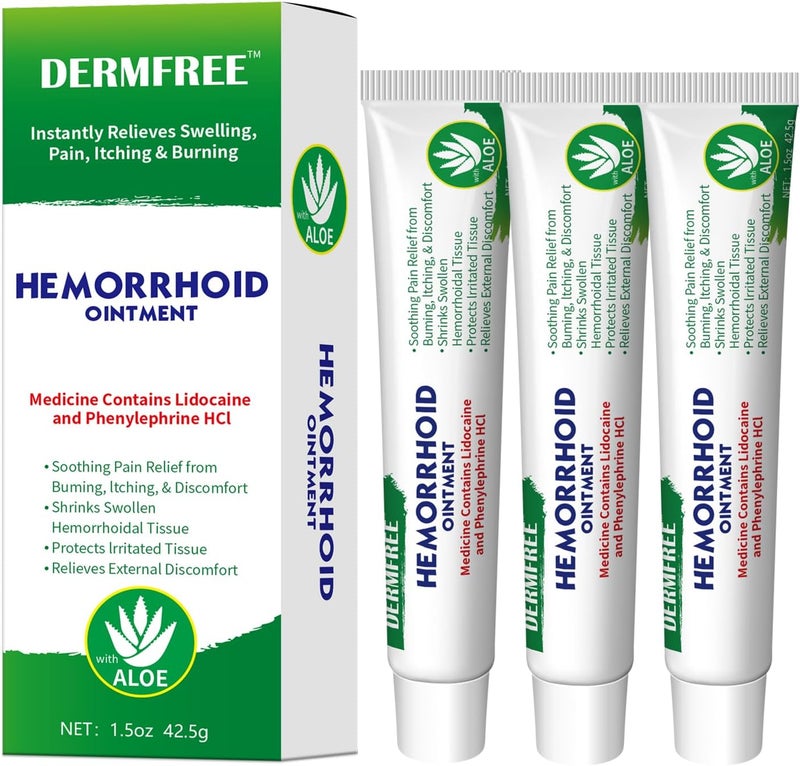 DERMFREE Hemorrhoid Ointment Care Instantly Relieves Swelling Pain Itching Burning and External DiscomfortHelps to Protect Irritated Tissue15Oz 15 Oz Pack of 3 - Image 1