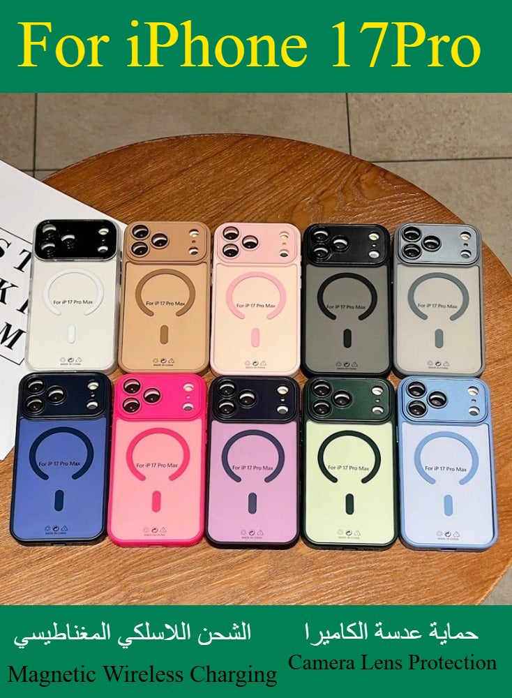 Dili Apple Orange Case iPhone17 Pro Magnetic Wireless Charging Phone Case Matte Translucent Hard Acrylic Back Shockproof Armor Camera Lens Protection Cover - Image 5