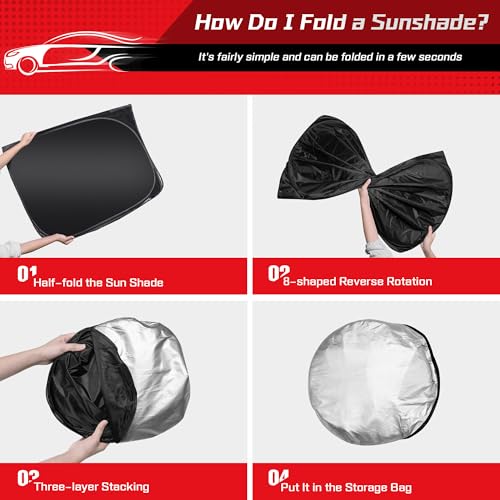 ARISMOTOR Windshield Sun Shade for Cadillac Escalade 2021-2025, Custom Fit Foldable Front Window Sunshade Sun Visor Protector, Block UV Rays Keep Your Car Cooler - Image 4