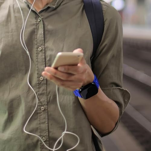 Nereides Compatible with Apple Watch Series 11 Band Series 10/9/8/7/6/5/4/SE/SE2/Ultra 3/2/1, Nylon Sports Strap with Woven Design for 49mm/46mm/45mm/44mm (L,Electric Blue) - Image 3