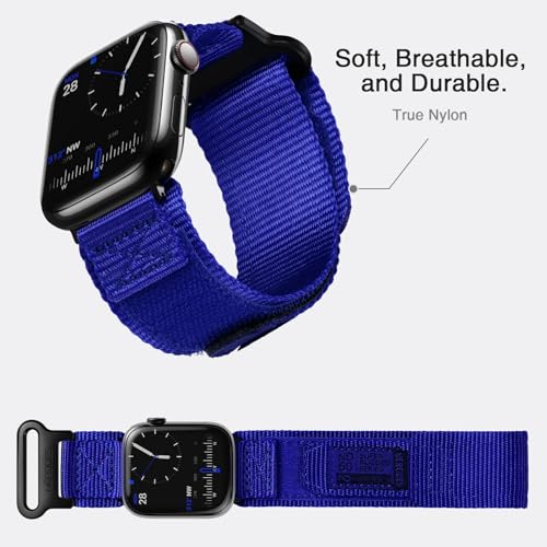 Nereides Compatible with Apple Watch Series 11 Band Series 10/9/8/7/6/5/4/SE/SE2/Ultra 3/2/1, Nylon Sports Strap with Woven Design for 49mm/46mm/45mm/44mm (L,Electric Blue) - Image 5