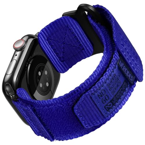 Nereides Compatible with Apple Watch Series 11 Band Series 10/9/8/7/6/5/4/SE/SE2/Ultra 3/2/1, Nylon Sports Strap with Woven Design for 49mm/46mm/45mm/44mm (L,Electric Blue) - Image 1