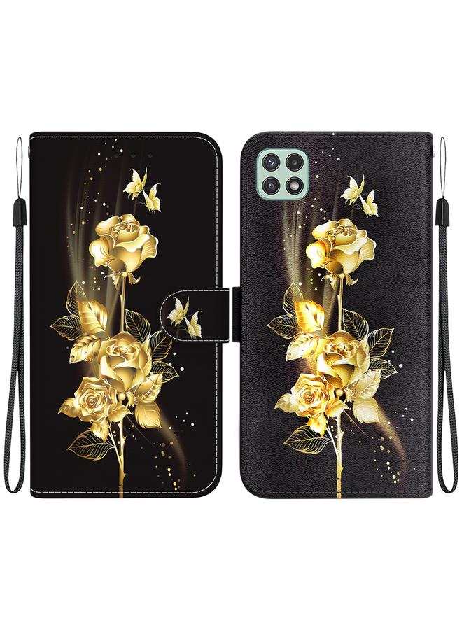 اس-توب جراب لهاتف Samsung Galaxy A22 5G مصنوع من الجلد برسومات ملونة وملمس كريستالي - Image 1