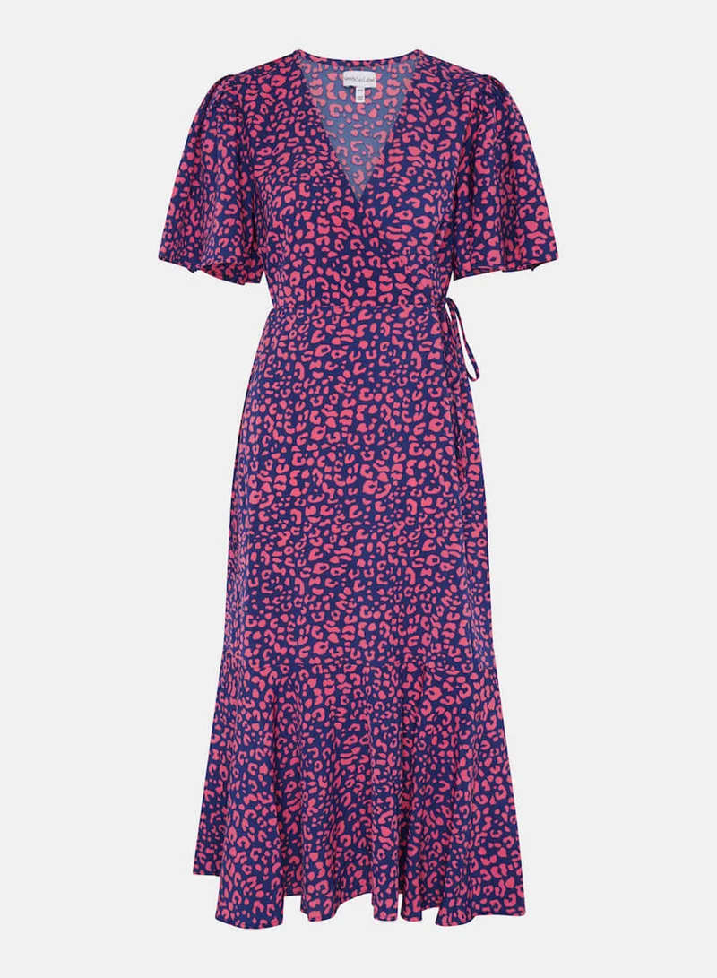 Needs No Label  Pink Animal Wrap Midi Dress for Women | Best Price UAE