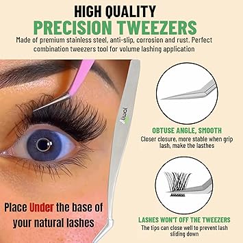 Liwal Self Adhesive Eyelashes No Glue No Remover Needed 60 Pcs C Curl 816mm PreGlued Cluster Lashes Reusable PressOn Eyelashes with Tweezer LWMassif 816 Mix - Image 4