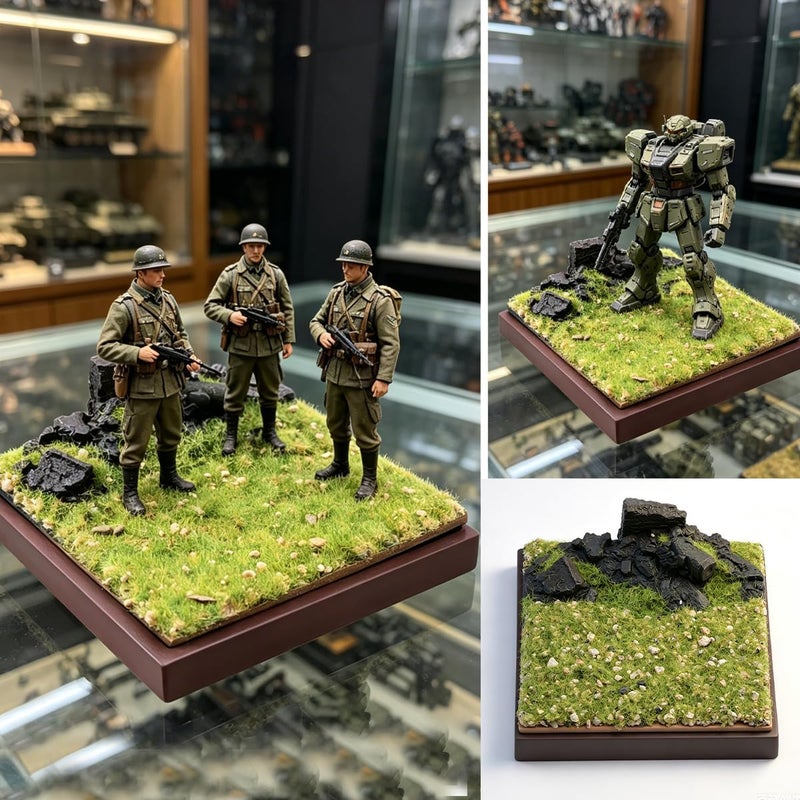 Fremego Wargaming Miniature Display Diorama Base for Diorama Supplies | Realistic Grass Terrain Stand Pre-Assembled Scene Display Platform for Miniature Figures Decoration Hobby Display DIY - Image 2