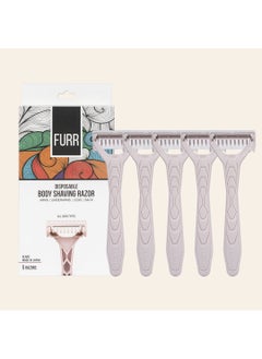 Furr Furr Disposable Body Razor, Equipped with Safety Guard & Anti-slip Grip, for all skin types, Made in Japan – 5 Razors  - Image 4