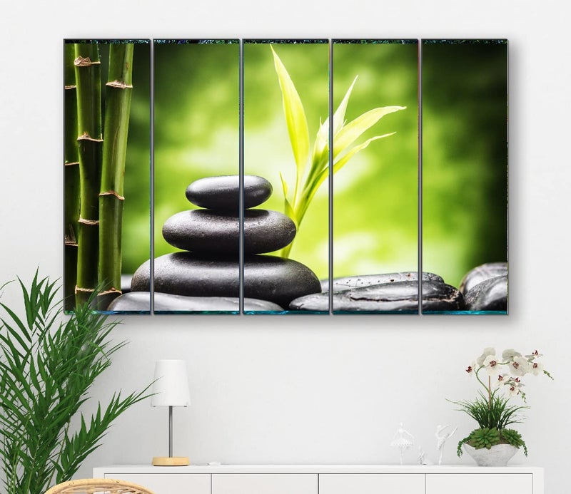 SAF SAF paintings Set of 5 Bamboo nature modern art 6MM MDF large Premium Panel wall painting 50 Inch x 30 Inch SANFXL35103A - Image 1