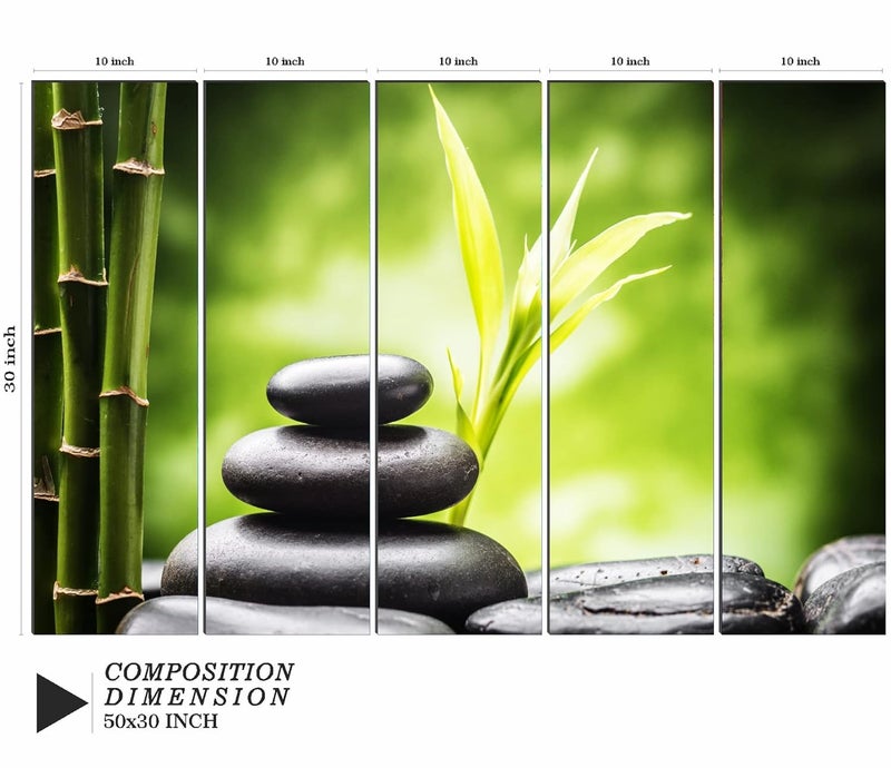 SAF SAF paintings Set of 5 Bamboo nature modern art 6MM MDF large Premium Panel wall painting 50 Inch x 30 Inch SANFXL35103A - Image 3