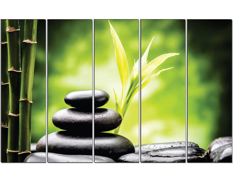 SAF SAF paintings Set of 5 Bamboo nature modern art 6MM MDF large Premium Panel wall painting 50 Inch x 30 Inch SANFXL35103A - Image 2