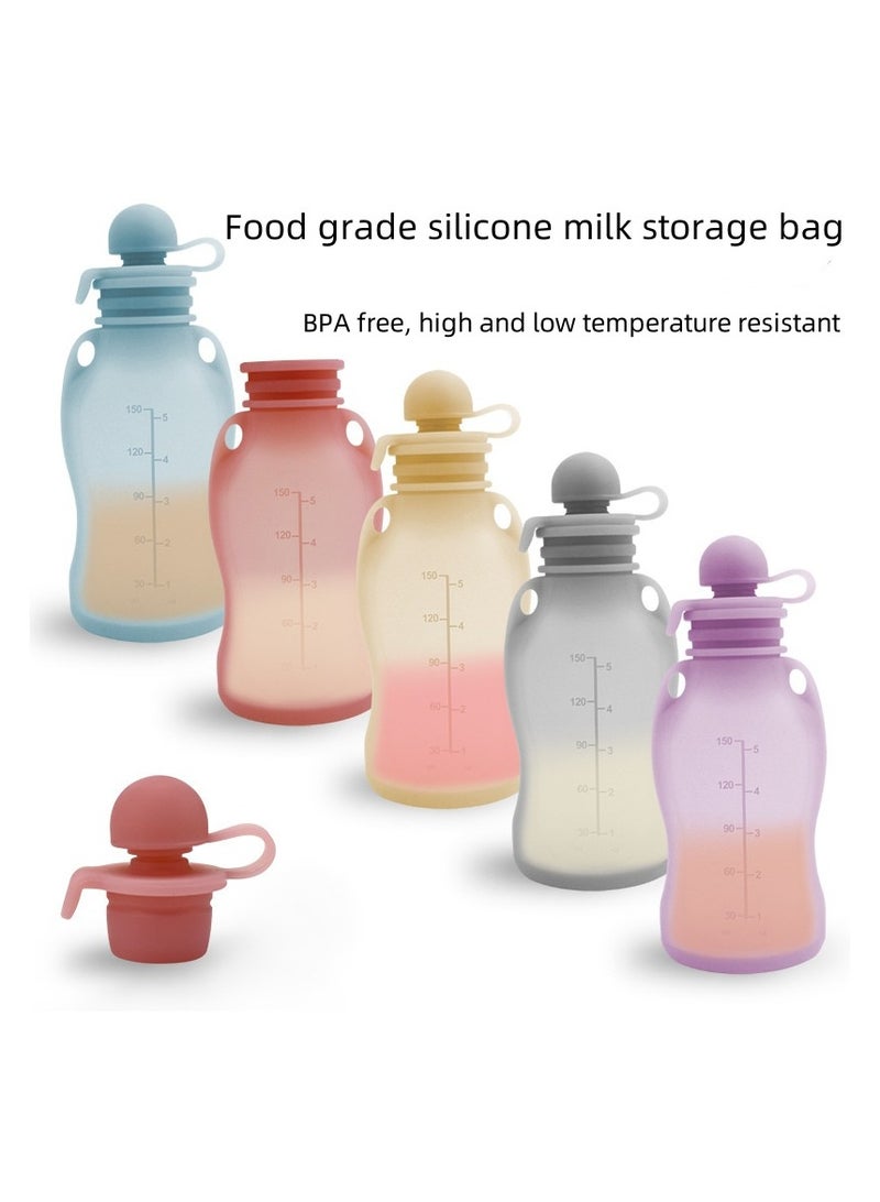 Home Fresh-Keeping Portable Silicone Breast Milk Bag Can Be Refrigerated And Reused Off-White 150ml*5 - Image 4