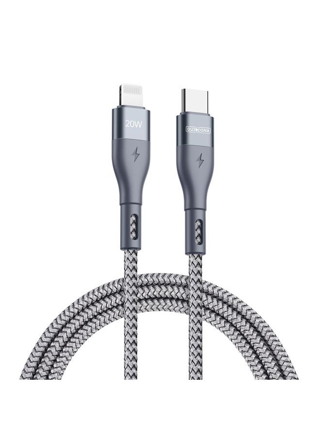 DUZZONA - DUZZONA A1 PD 20W Type-C to 8 Pin Fast Charging Data Cable, Length:2m(Grey) - Image 1