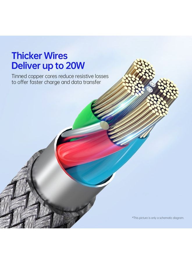 DUZZONA - DUZZONA A1 PD 20W Type-C to 8 Pin Fast Charging Data Cable, Length:2m(Grey) - Image 1