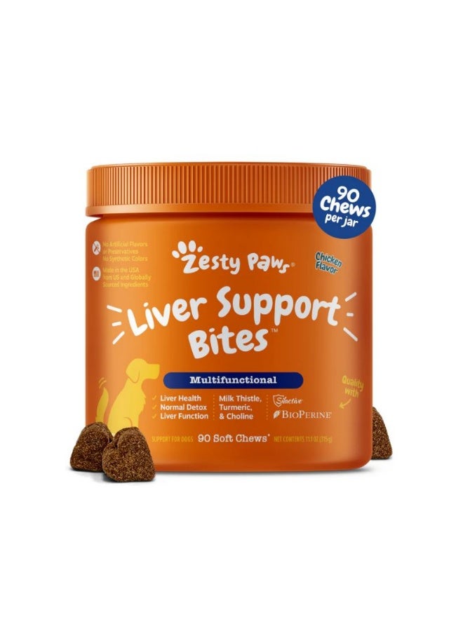 Zesty Paws Dog Multifunctional Liver Support Bites - Chicken - 90ct