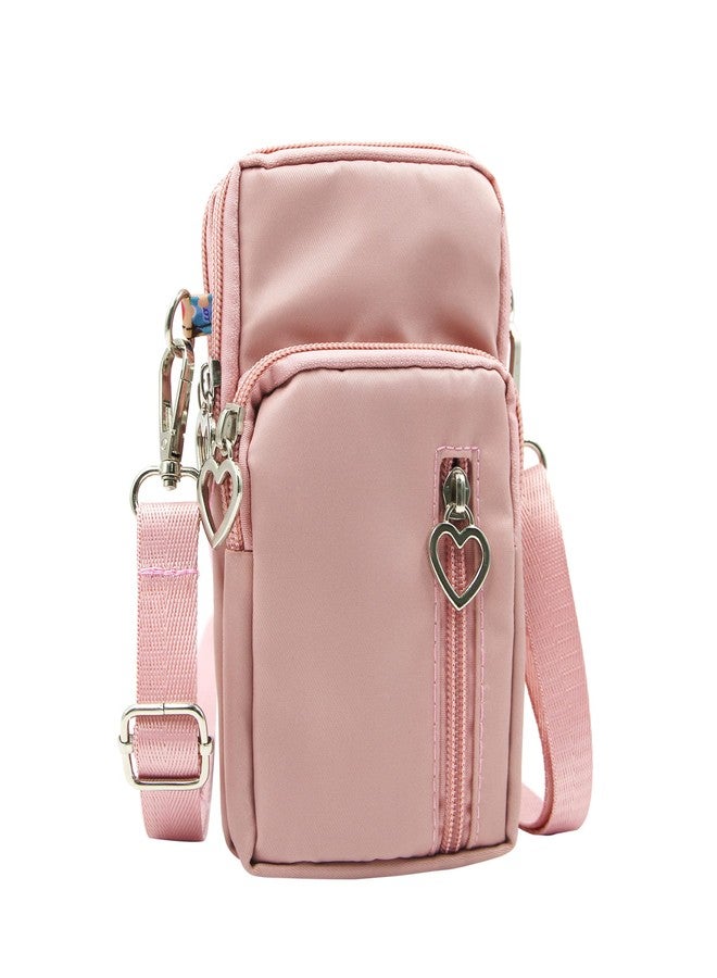 JUMISEE 3-Layers Crossbody Bag Cellphone Pouch Armband Wallet Nylon Smartphone Purse (Pink) - Image 2