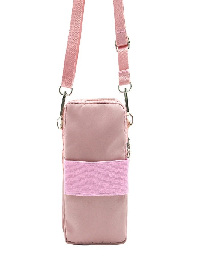 JUMISEE 3-Layers Crossbody Bag Cellphone Pouch Armband Wallet Nylon Smartphone Purse (Pink) - Image 3