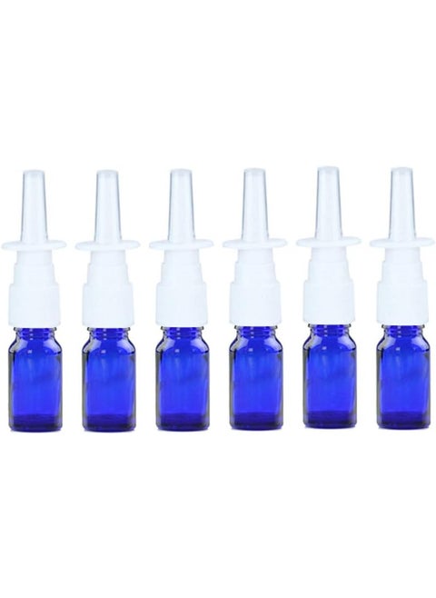 6PCS 10ml/0.34oz Empty Glass Refillable Nasal Spray Bottles Fine Mist Sprayers Makeup Water Travel Containers Jars For Essential Oils Applications Perfume Bottles Sold Empty (Blue)