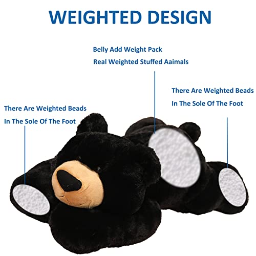 Hronsa Weighted Stuffed Animals 197in 33lbs Weighted Bear Stuffed Animal Toy Cute Black Bear Plush Pillow for Adults Boys Girls - Image 5